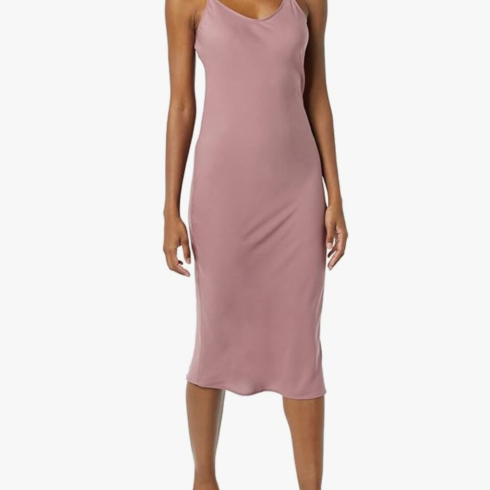 Daily Ritual Women's Georgette Fluid Drape Sleeveless Midi Slip Dress - L